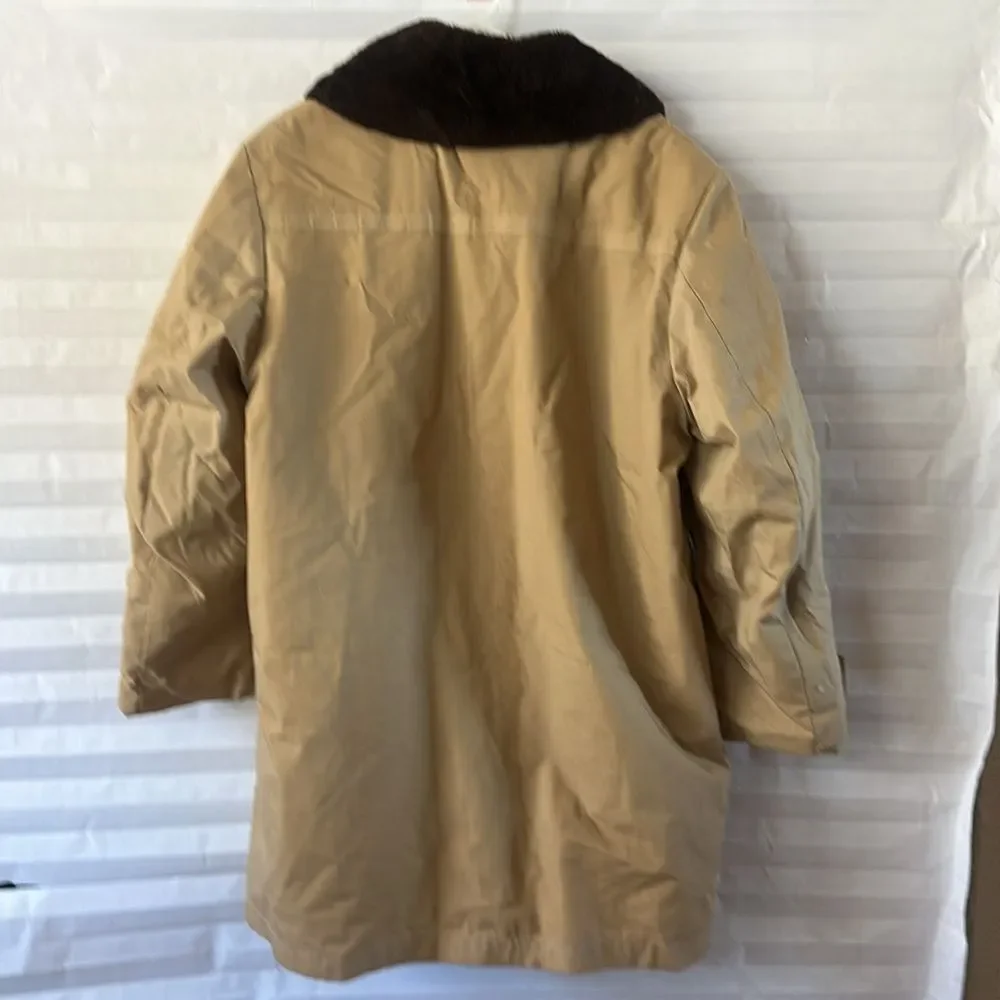 Grodin's Tan/Brown Fur Lined Winter Coat Size 46 Warm Heavy Outerwear Vintage